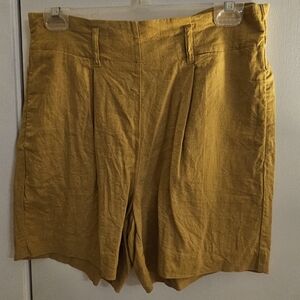 Mustard Yellow Linen Shorts